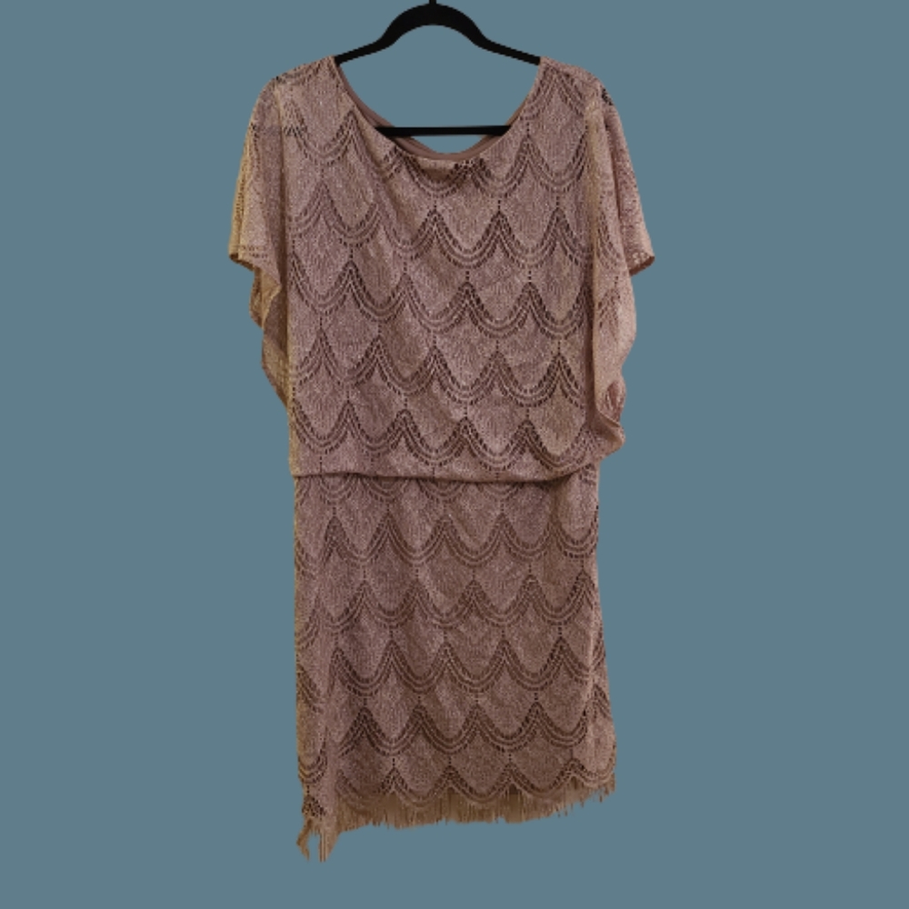 NWOT S.L. Fashions Metallic Crochet Cocktail Dress